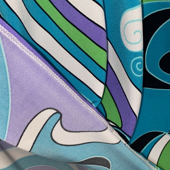 Tiana B. Blue Purple Green Retro Swirl Pattern Dress - Picture 8 of 9